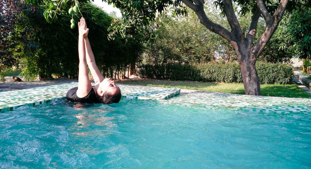 Yoga in the dip pool